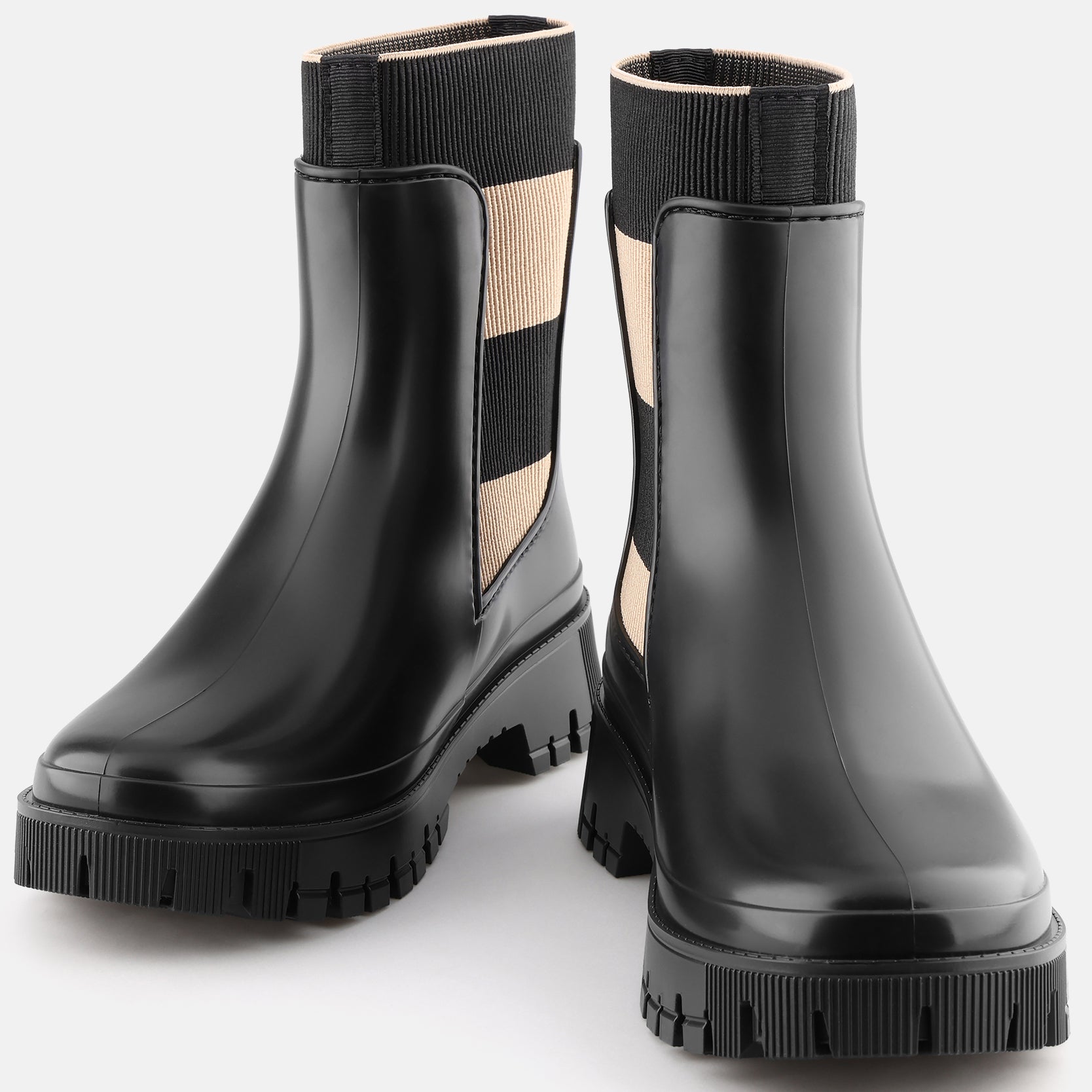 Lemon Jelly Gummistiefel Selena aus langlebigem Material in schwarz und beige, ideal für nasse Tage