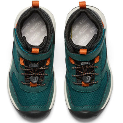 Sohle des KEEN SKUA MID mit rutschfester Profilierung in Tanne und Orange