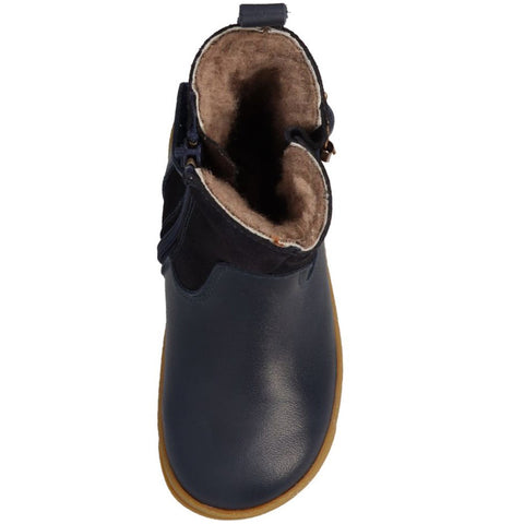 Side view of LURCHI TEX Barfuß Stiefel MENCIA 63L4013005 - navy children's barefoot boots