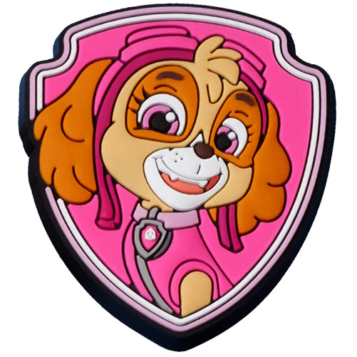 CROCS Jibbitz - Paw Patrol - Skye shoe charm featuring Skye flying in the sky with pink and purple accents and sparkly details 