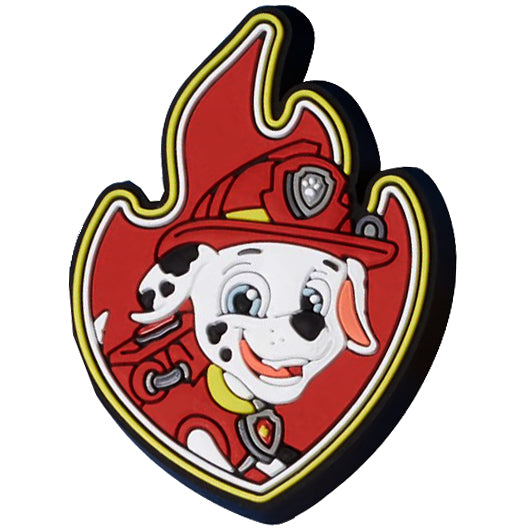 Colorful CROCS Jibbitz featuring Paw Patrol character Marshall, perfect for kids' footwear customization and personalization
