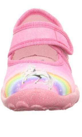 Bequemer Superfit Hausschuh mit Regenbogen und Pferd für Kinder
