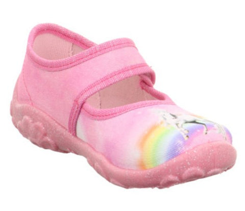 Superfit Hausschuh BONNY 281-554 - Rosa mit Regenbogen und süßem Pferdendesign