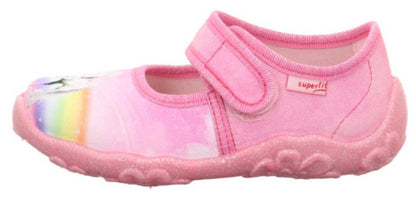 Superfit Hausschuh BONNY 281-554 in Rosa mit Regenbogen und Pferdemotiv