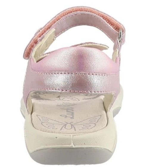 Schuhe LURCHI Sandale FARFALLA rosa Glitzer, Schmetterling-Motiv auf dem Fußbett