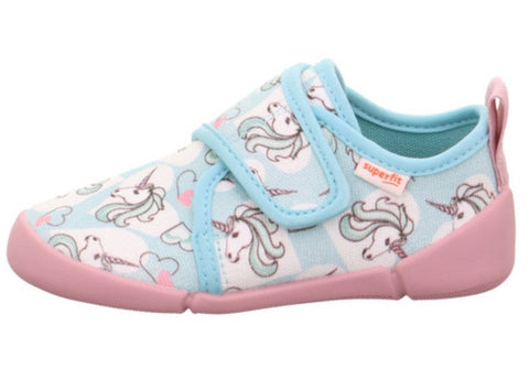 SUPERFIT Barfuß Hausschuh VENTI 6700-75 - türkis / rosa / Einhörner