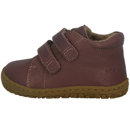 LURCHI Barfuß Halbschuh NORIKO - aubergine kids' shoe in deep purple with flexible sole and easy velcro closure