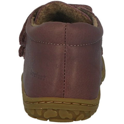 Interior of LURCHI Barfuß Halbschuh NORIKO - aubergine kids' shoe showing cushioned insole