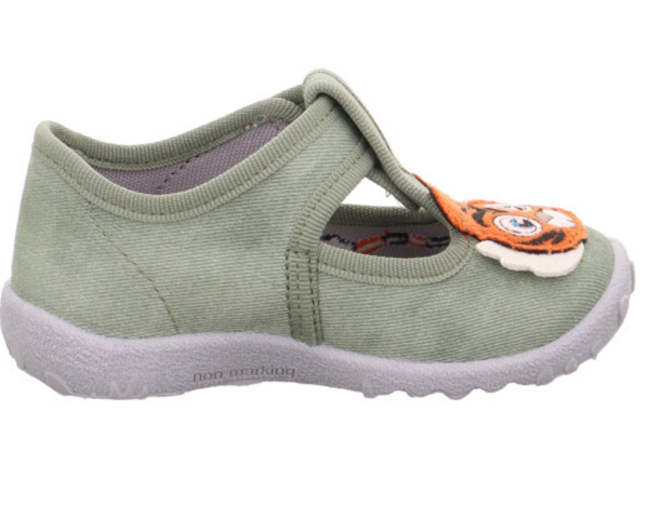 Comfortable and stylish SUPERFIT Hausschuh SPOTTY 9256-751 in green, grey, and tiger pattern