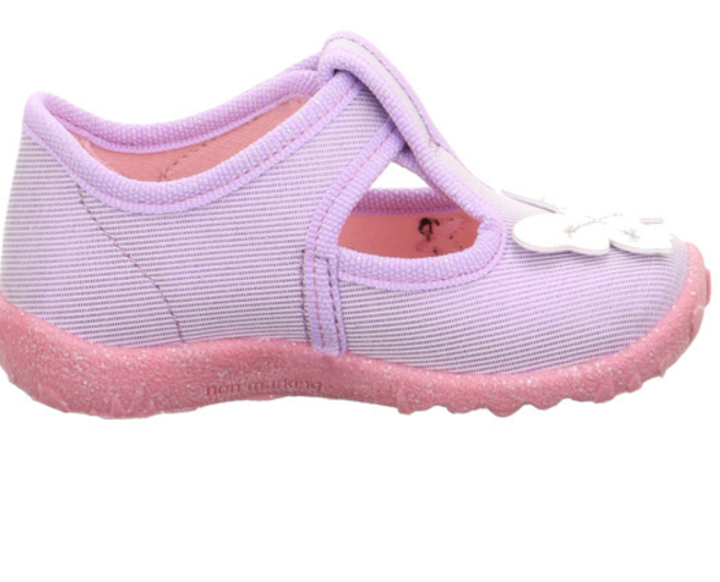 Comfortable and stylish SUPERFIT Hausschuh SPOTTY 9256-852 in purple and pink with a cute butterfly design
