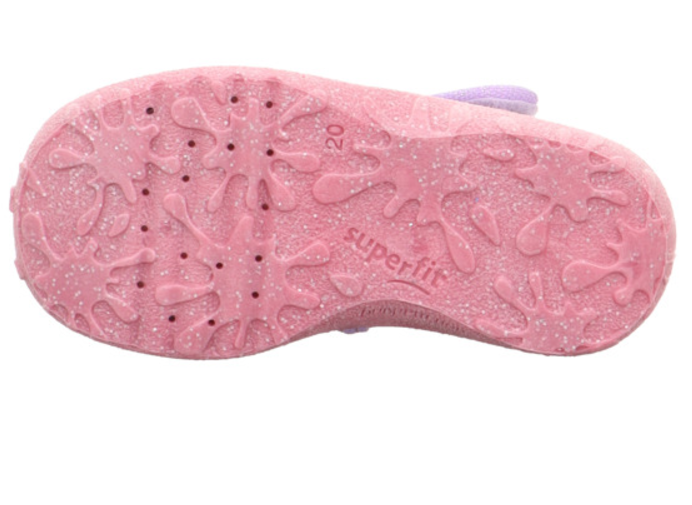 Comfortable and stylish SUPERFIT Hausschuh SPOTTY 9256-852 in lila and rosa colors with a beautiful schmetterling (butterfly) design