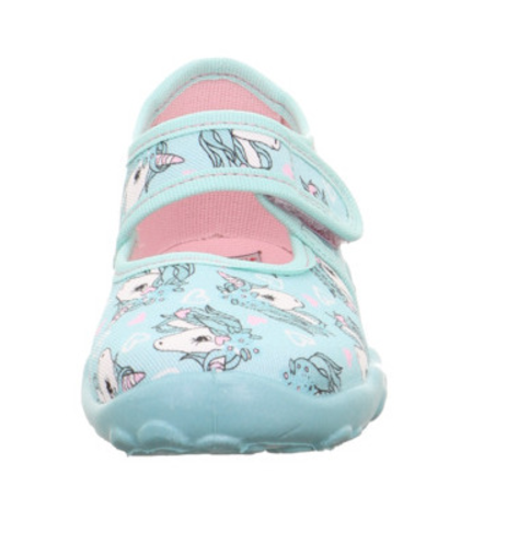 Comfortable and stylish türkis SUPERFIT Hausschuh BONNY 283-752 featuring a fun Einhorn design