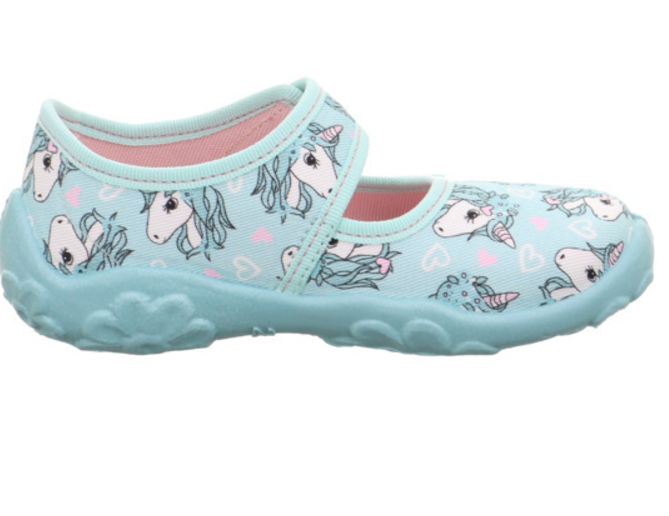 Colorful türkis SUPERFIT Hausschuh BONNY 283-752 with adorable Einhorn design