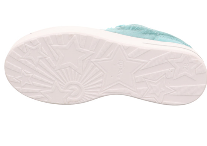  Kinder-Halbschuh STELLA 807-780 von SUPERFIT in lebhaftem türkis und auffälligem Muster
