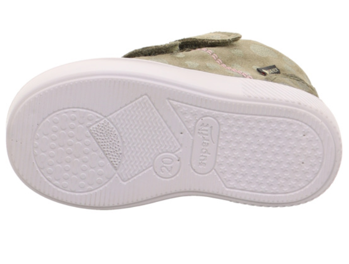 Olive and gold Superfit Gore-Tex ankle shoe with heart design