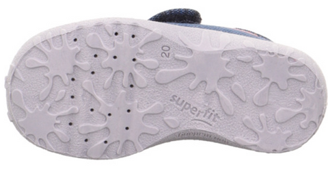 Comfortable and stylish SUPERFIT Hausschuh SPOTTY 9254-81 in jeans and fuchs colorway
