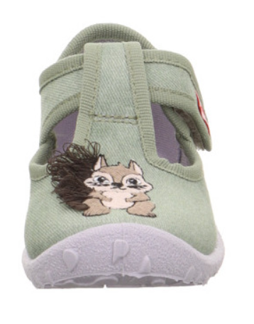 Gemütlicher Hausschuh SPOTTY 9256-752 in hellgrün mit Eichhörnchen