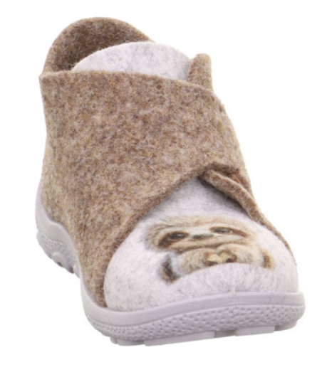 Kuschelige Hausschuhe in braun und beige mit Faultier-Print