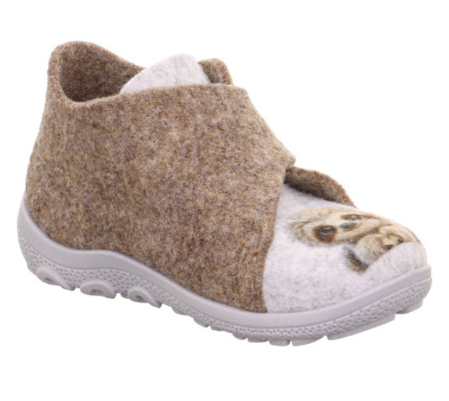 Gemütliche Hausschuhe in braun und beige mit niedlichem Faultiermotiv