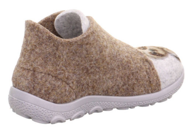 Beige Hausschuhe mit braunem Faultiermuster von SUPERFIT