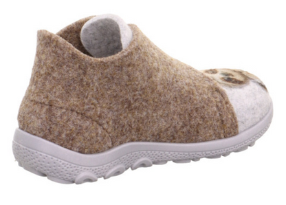Beige Hausschuhe mit braunem Faultiermuster von SUPERFIT