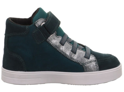 Dunkelblauer SUPERFIT SYMPA-TEX Knöchelschuh STELLA 811-70 mit Stern-Design in Petrolfarben, aus wasserdichtem Material