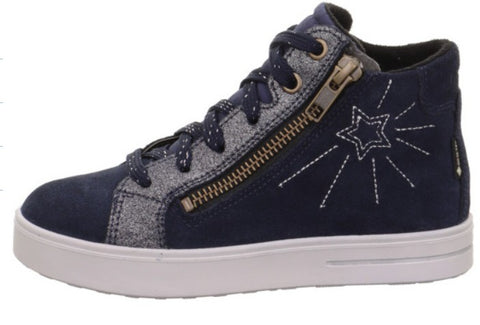 Robuster SUPERFIT STELLA GORE-TEX Knöchelschuh in Navy mit Glitzerakzenten und Sternmotiven