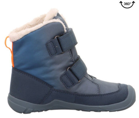 Seitenansicht des SUPERFIT GORE TEX Barfußschuh TRACE 6041/802 in lebendigen Blau-Orange-Farben