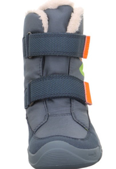 Vorderansicht des SUPERFIT GORE TEX Barfußschuh TRACE 6041/802, flexible Sohle in Blau und Orange