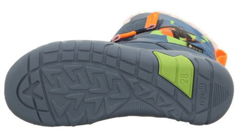 Gesamtdarstellung des SUPERFIT GORE TEX Barfußschuh TRACE 6041/802, leichter und flexibler Barfußschuh in Blau und Orange