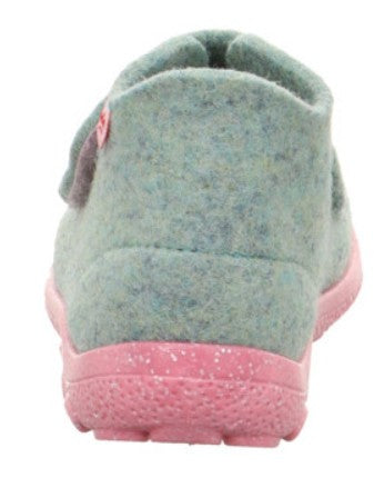 Komfortabler SUPERFIT Hausschuh HAPPY 6295-75 in hellgrün, rosa und mit Eule-Druck für komfortables Tragen