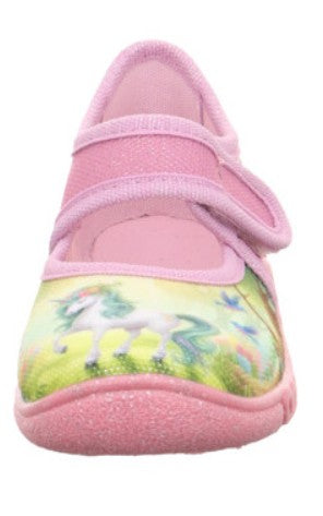 SUPERFIT Hausschuh BELINDA 288-556 - rosa / grün / Einhorn