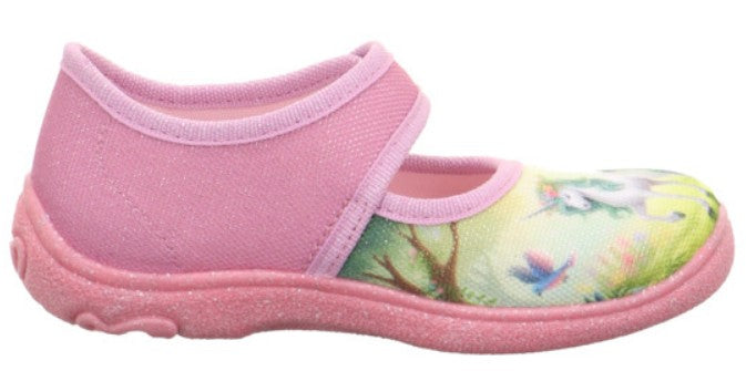 SUPERFIT Hausschuh BELINDA 288-556 - rosa / grün / Einhorn