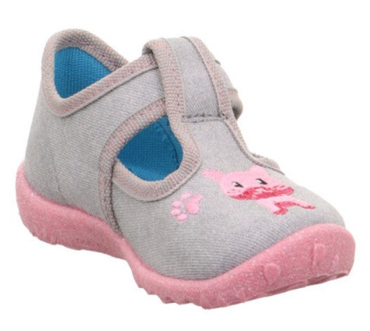 SUPERFIT Hausschuh SPOTTY 9256-252 - grau / rosa / Katze