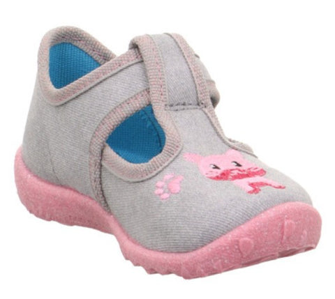 SUPERFIT Hausschuh SPOTTY 9256-252 - grau / rosa / Katze
