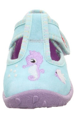 SUPERFIT Hausschuh SPOTTY 9256-753 - türkis / lila / Seepferdchen