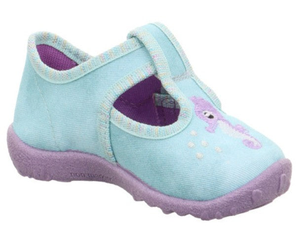 SUPERFIT Hausschuh SPOTTY 9256-753 - türkis / lila / Seepferdchen