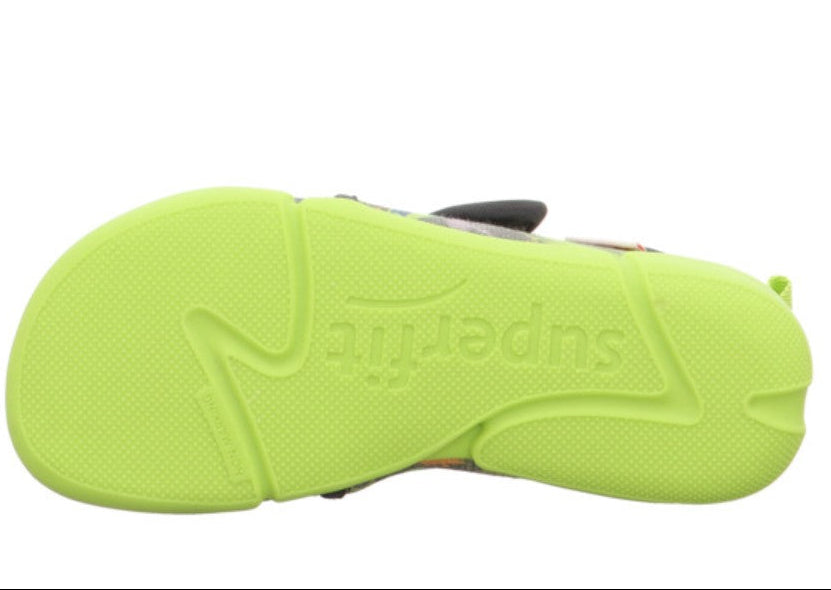 SUPERFIT Barfuß Hausschuh VENTI 6700-20 - neongrün / grau / bunt