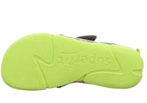 SUPERFIT Barfuß Hausschuh VENTI 6700-20 - neongrün / grau / bunt