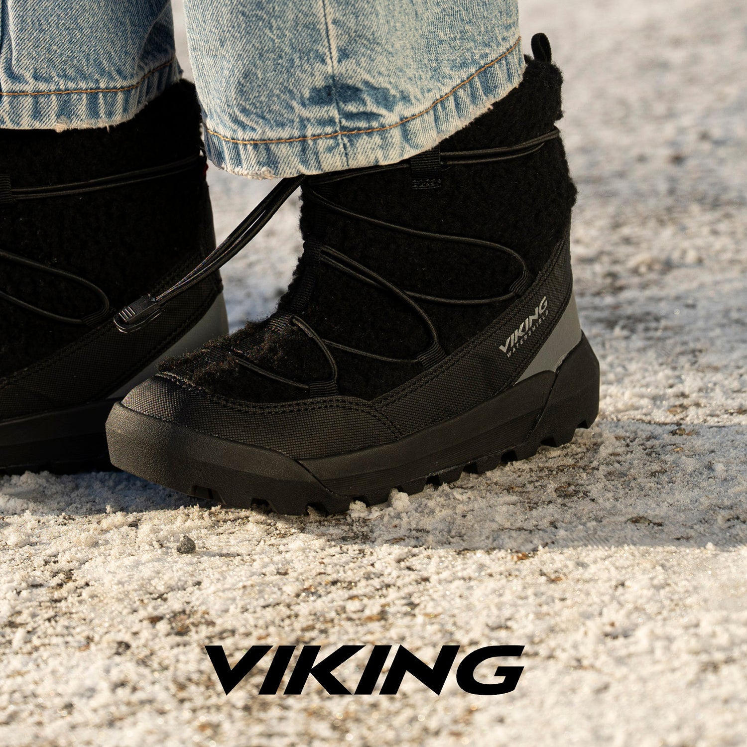 Schwarze VIKING TEX EXPOWER FLAKE WARM WP SL Stiefel mit verstärktem Zehenbereich für zusätzliche Langlebigkeit