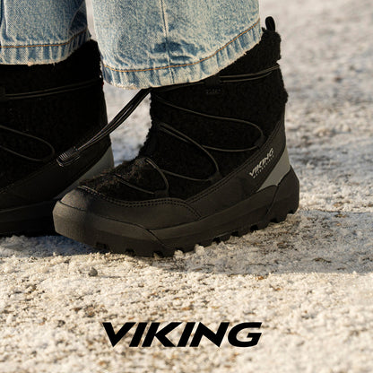 Schwarze VIKING TEX EXPOWER FLAKE WARM WP SL Stiefel mit verstärktem Zehenbereich für zusätzliche Langlebigkeit