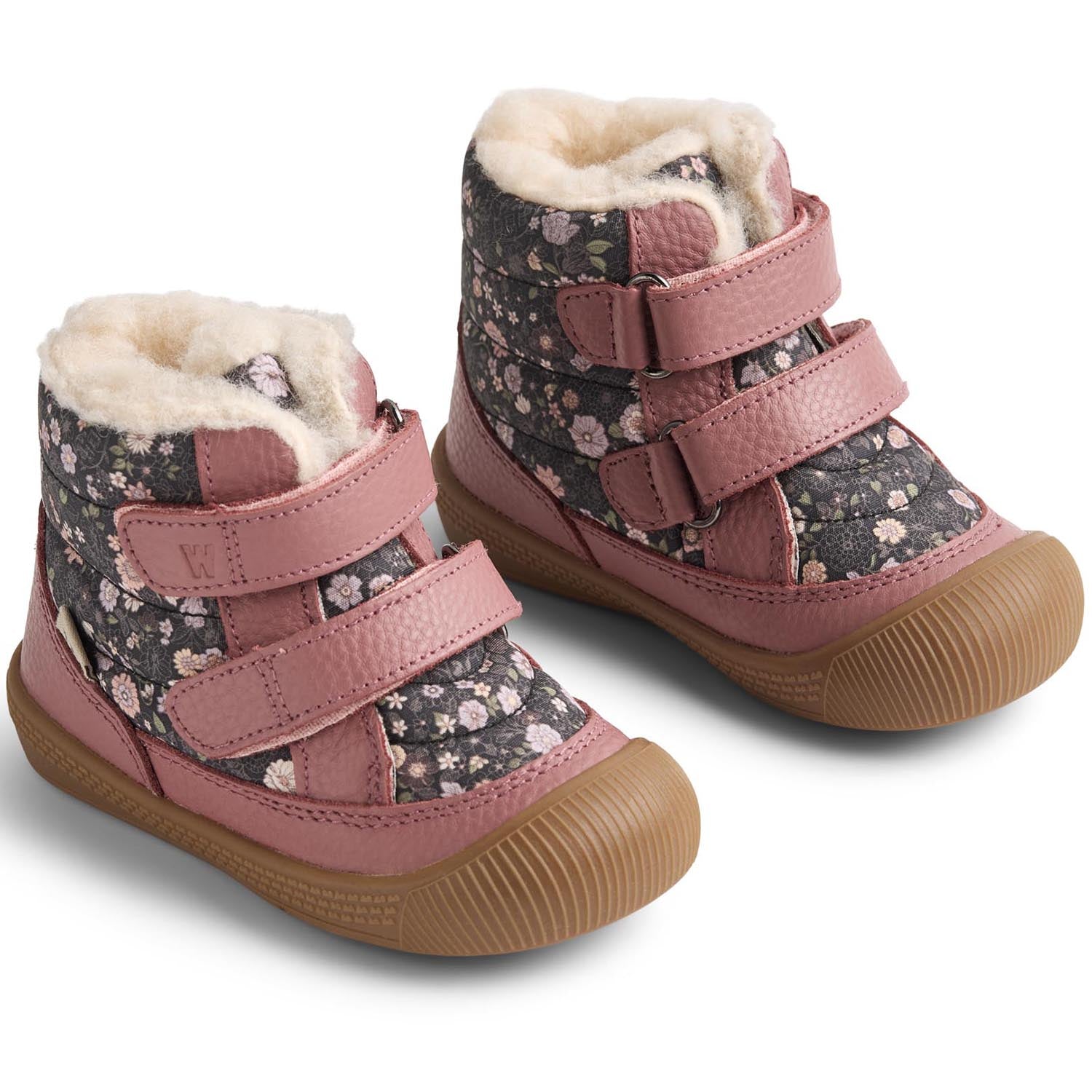 Hochwertige WHEAT TEX Stiefel DAXI WF512k-02 in zartem Altrosa mit floralem Wildblumen-Design, perfekt für den Alltag