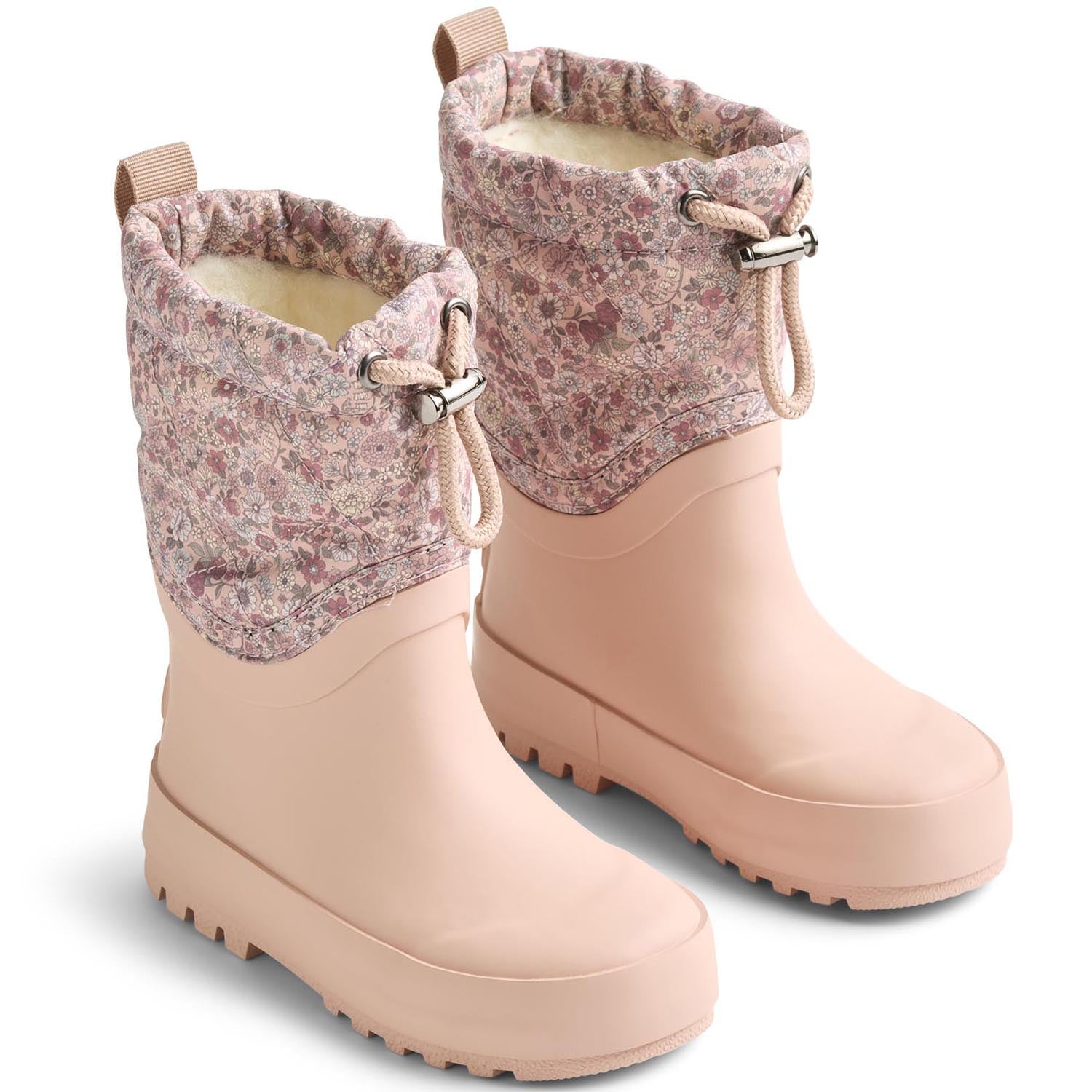 Rosa Gummistiefel mit Thermo-Isolierung und Blumenmuster für Mädchen