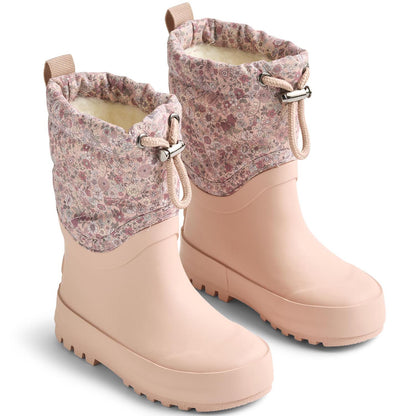 Rosa Gummistiefel mit Thermo-Isolierung und Blumenmuster für Mädchen