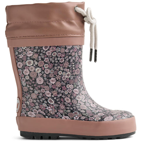 Bequemer, wasserdichter WHEAT Gummistiefel für Mädchen mit Blümchenmuster und Wollefutter