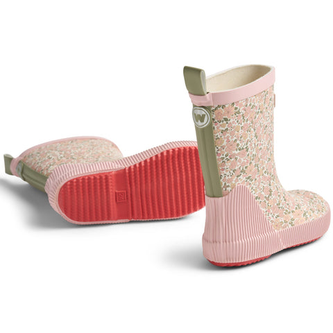 Hochwertige Gummistiefel für Kinder in zartem Rosa und mit niedlichem Blümchenmuster