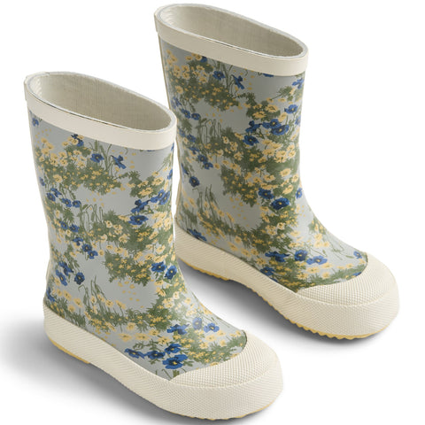 WHEAT Gummistiefel RUBBER BOOT MUDDY - grau / blau / Blumen - Stylish and durable grey and blue floral rubber boots