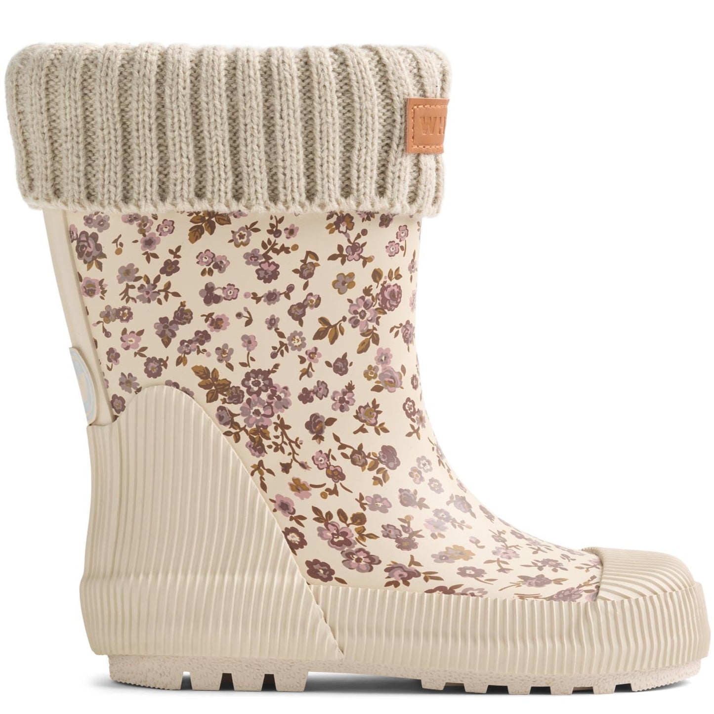 WHEAT Gummistiefel aus Gummi in cremefarben mit Blümchenmuster und Thermo-Innenfutter