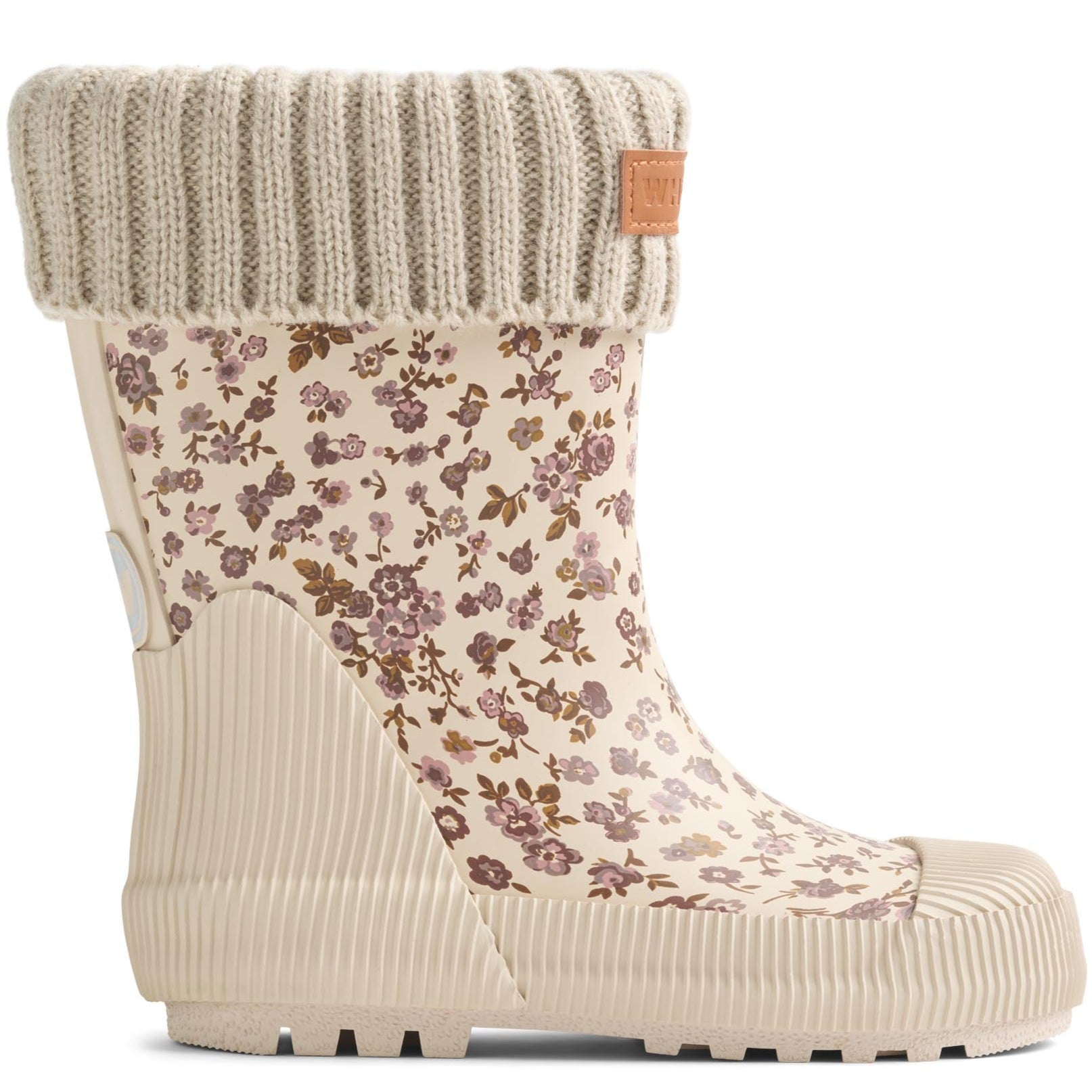 WHEAT Gummistiefel aus Gummi in cremefarben mit Blümchenmuster und Thermo-Innenfutter