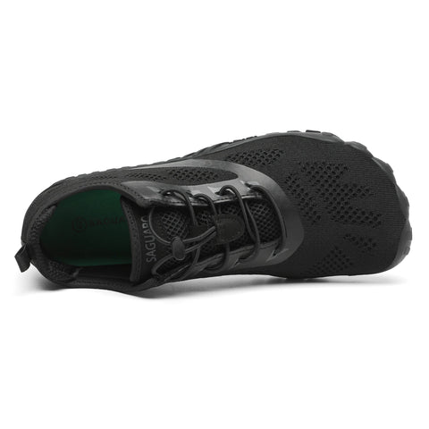 Ansicht von oben: SAGUARO Barfußschuh SMART, schwarz, Mesh-Obermaterial, Schnürung